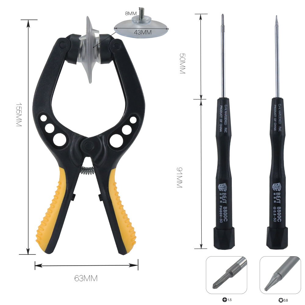 BST-609 Precisie Schroevendraaier Set 8 In 1 Mobiele Telefoon Demontage Kit, lcd-scherm Removal Tool Mobiele Telefoon Ipad Camera Reparatie Ki