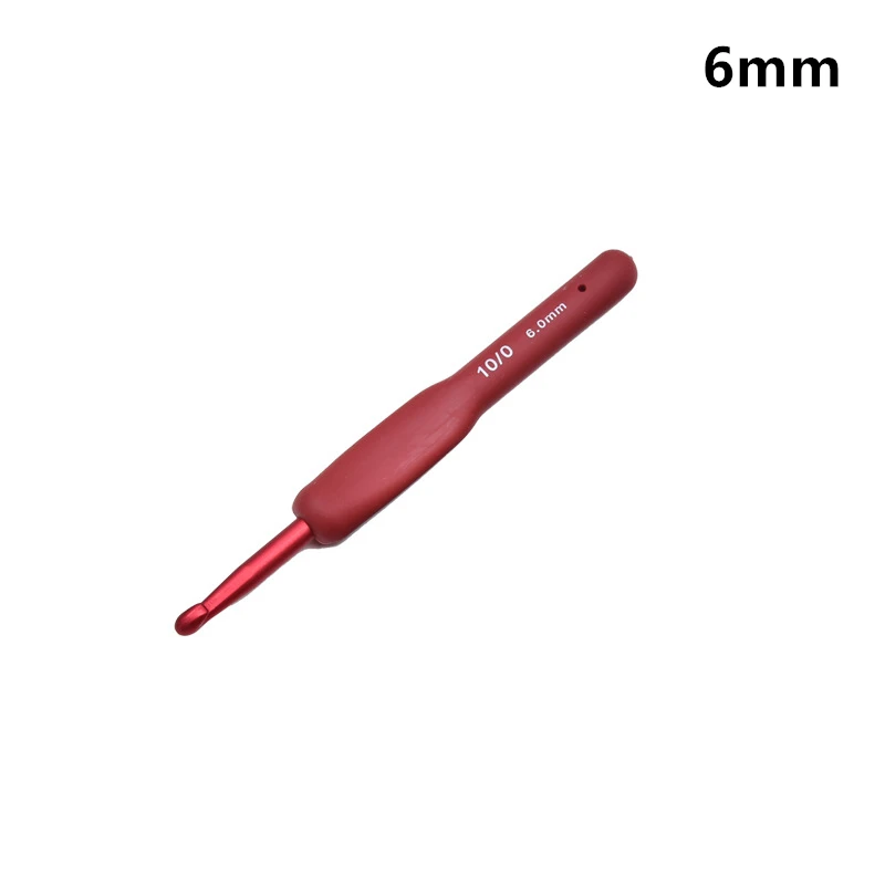 Ganchos de tejer para suéter, herramientas de costura para manualidades hechas a mano, gancho de ganchillo rojo de tulipán de aluminio, mango esmerilado, ganchillo de silicona TPR: Plata