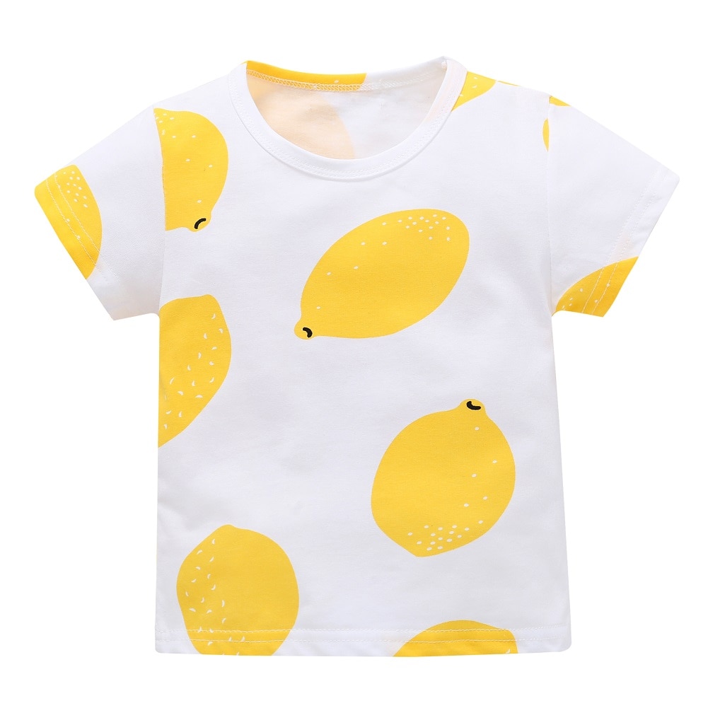 Bébé garçons filles été T-Shirt manches courtes citron haut imprimé basique col rond Blouse