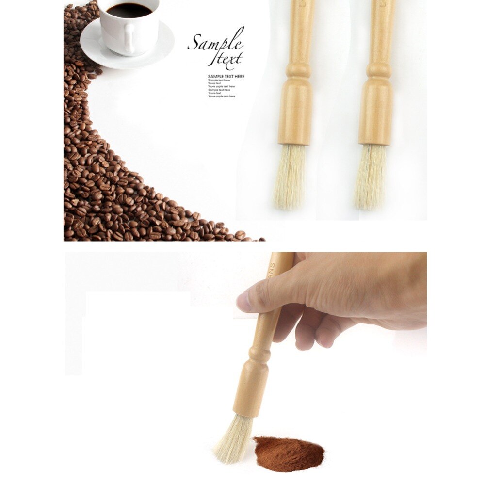 Coffee Grinder Cleaning Brush with Coffee Scoop with Clip,Natural Bristles Brush Stainless Steel
