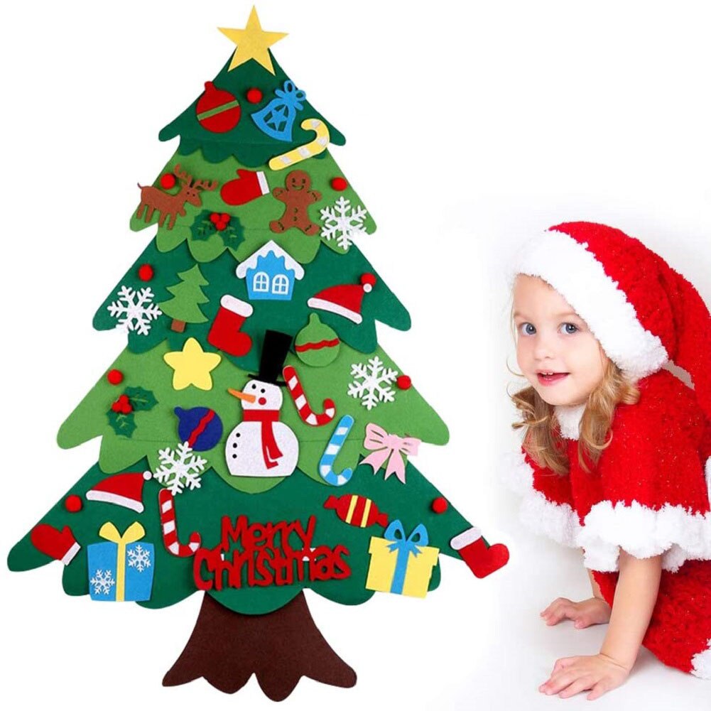 Kids DIY Felt Christmas Tree Merry Christmas Decorations for Home Christmas Ornaments Navidad 2022 Year Xmas Tree: B