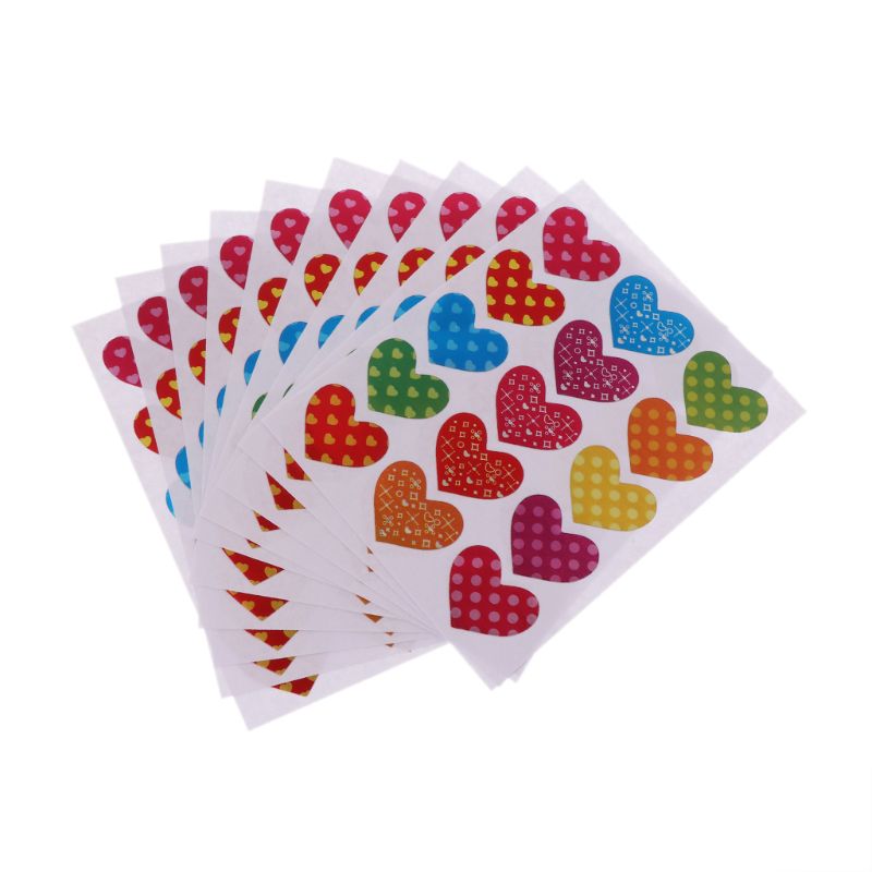 10 Sheets Heart Stickers Love Decorative Sticker Envelopes Cards Craft Scrapbooking Party Favors Prize Class Rewards: 1