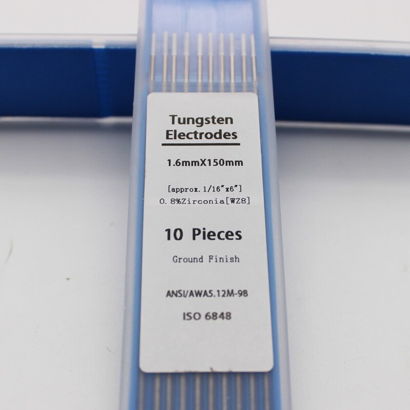 10 pièces électrodes de soudage TIG électrode de tungstène 1.0mm-4.0mm pointe blanche zircone 0.8%