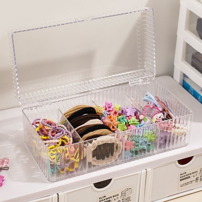 Clear Hair Accessories Organizer Acrylic Storage Box Hair Tie Organizer for Headband Cosmetic Storage Box Desk Jewelry Organizer