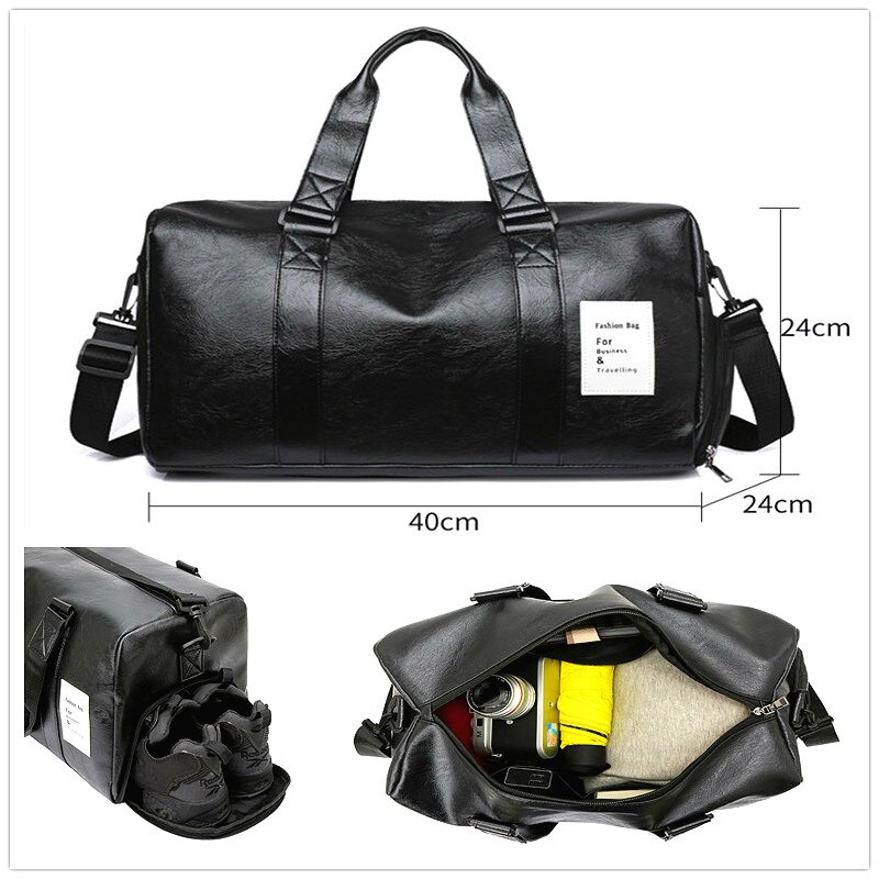 Men Travel Bags Pu Waterproof Independent Shoe Warehouse Gym Fitness Sports Portable Travelling Duffle Luggage Male Bag