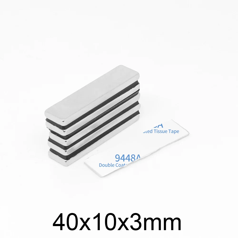 40x10x3mm Blok Krachtige Sterke Magnetische Magneten 40*10*3 Quadrate Magneet Met Tape Voor Koelkast, DIY, Wetenschappelijk, Craft 40x10x3
