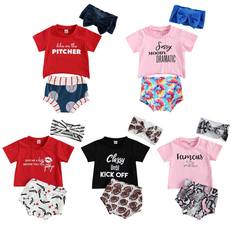 Ensemble de vêtements pour bébés filles et garçons, 3 pièces, pour la saint-valentin, motif en T à manches courtes/Short en peau de serpent