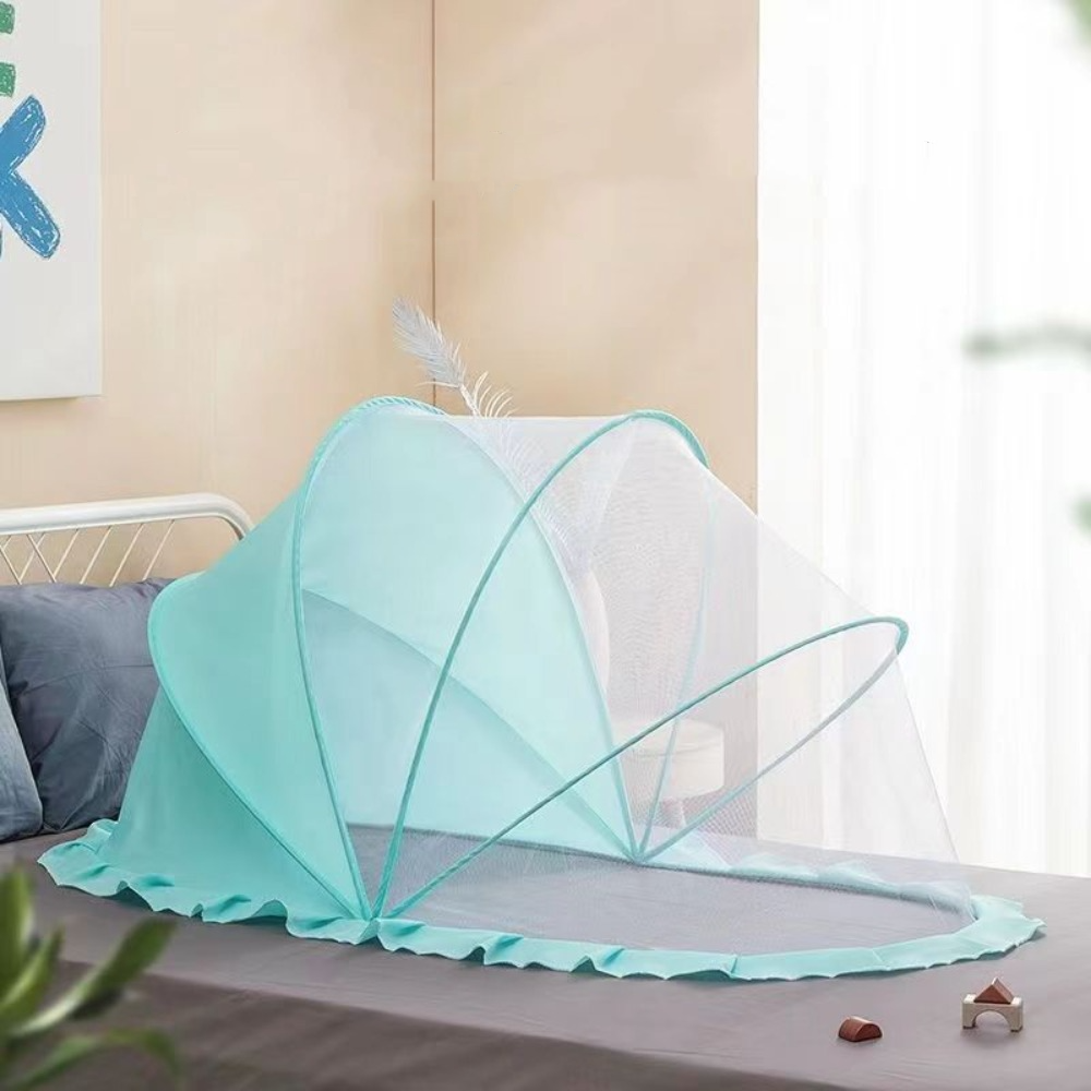Nuovo letto pieghevole zanzariera unded accessori per bambini baldacchino per bambini yurta parasole in plastica copertura per zanzare: BIANCO