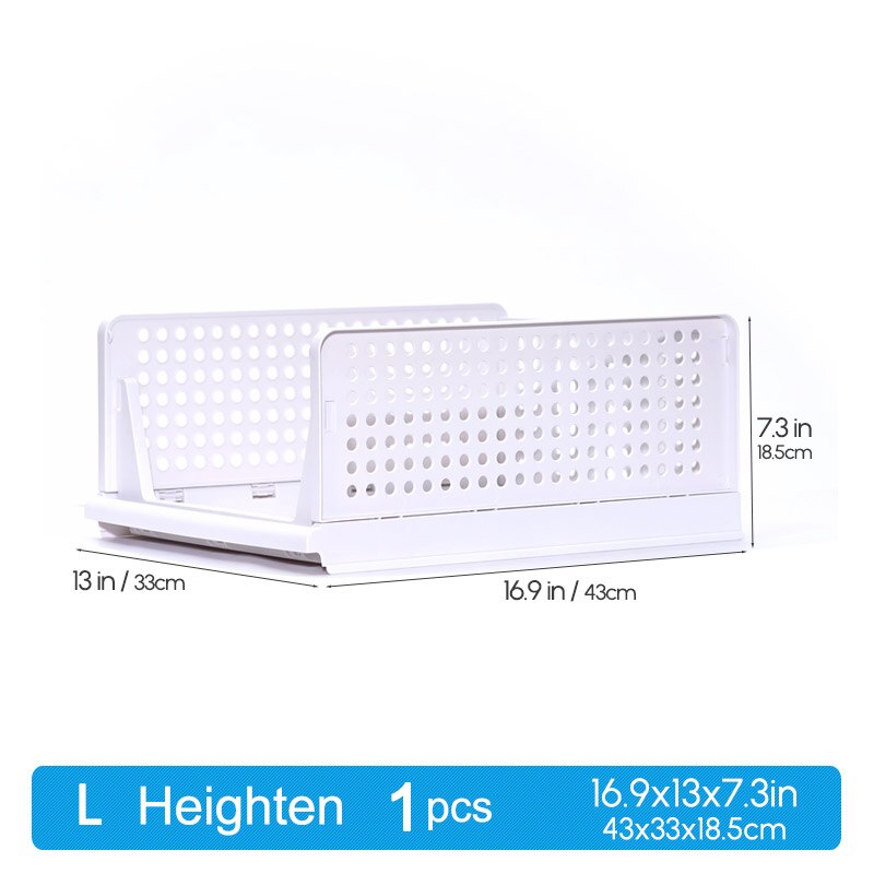 Partition rack Wardrobe storage rack Kitchen storage rack Clothing sorting rack Classified storage rack Foldable Shelf: L Heighten 1pcs