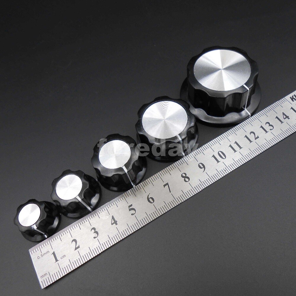 Potentiometer Knob Black-Silver Bakelite - 23mm - MF-A02 - KNOBBAKELITE-MF-A02