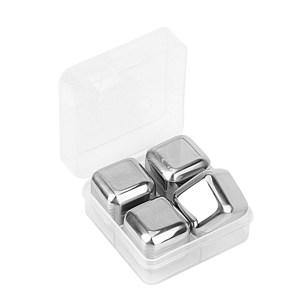 HILIFE Rvs Ice Cubes Bier Drinken Quick Bevroren Ijs Steen Herbruikbare Chilling Stones voor Whiskey Wijn Rode Wijn Koelers: 4pcs