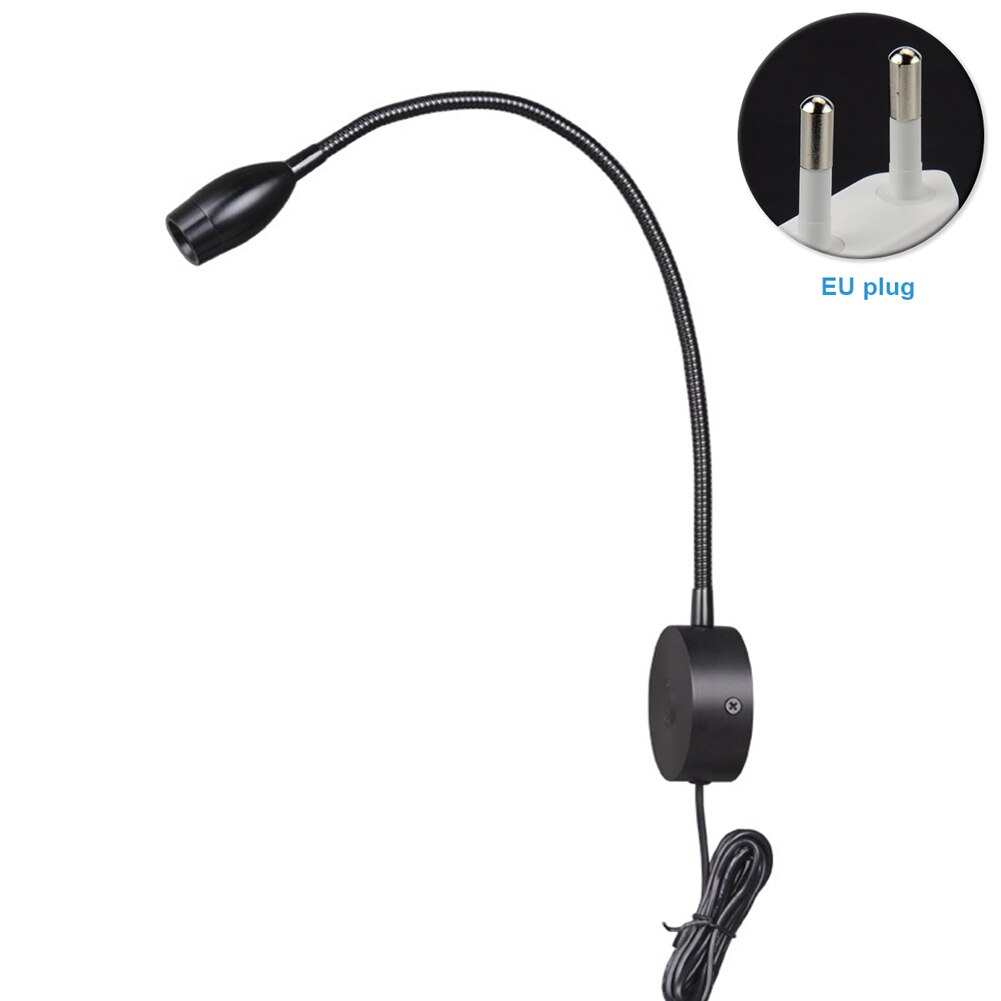 Dimmable Bright Home Aluminum Study Flexible Gooseneck Bedside Indoor Office LED Reading Light Mini Touch Switch Wall Mounted