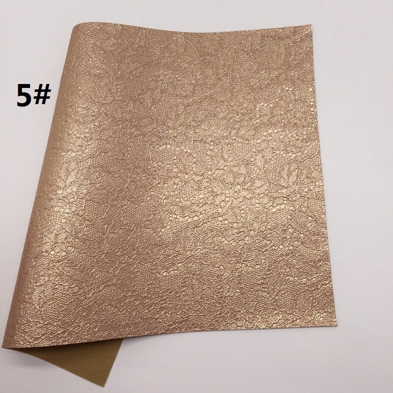 1PC 21X29CM Lace Embossed Faux Leather Fabric, Synthetic Leather Sheets, PU Leather For Making Bows LEOsyntheticoDIY T327A: 5