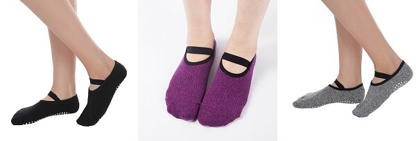 3 paar/partij dames antislip yogasokken zachte snel drogende katoenen sokken antislip dempende bandage pilates ballet gym fitness sokken: Drie kleuren gemengd