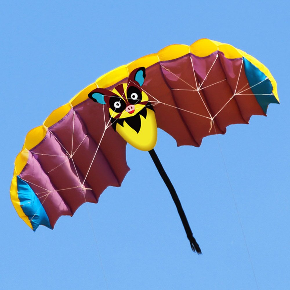 140*50Cm Frameloze Zachte Dual Line Stunt Parafoil Kite Parachute Sport Strand Vliegende Cartoon Bat Kite