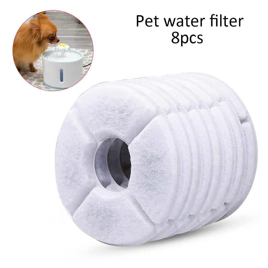 Bebedero eléctrico USB perro gato Mute con luz LED para mascotas dispensador de fuente automática para mascotas gato fuente de agua cuenco: 8PCS Filters