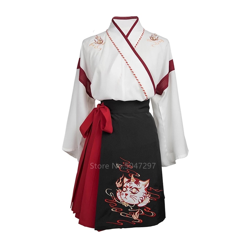 Asian Kimono Short Skirt Set Japanese Traditional Harajuku Kimono Women Girls Asian Yukata Retro Embroidery Yukata Hanfu