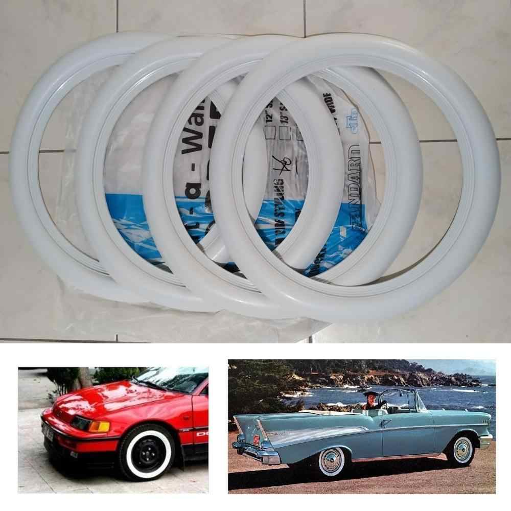 ATLAS PORT-A-WALL-Juego de embellecedor de llanta de pared blanca, conjunto lateral de 4 Topper de pared estándar para coche, goma Rin