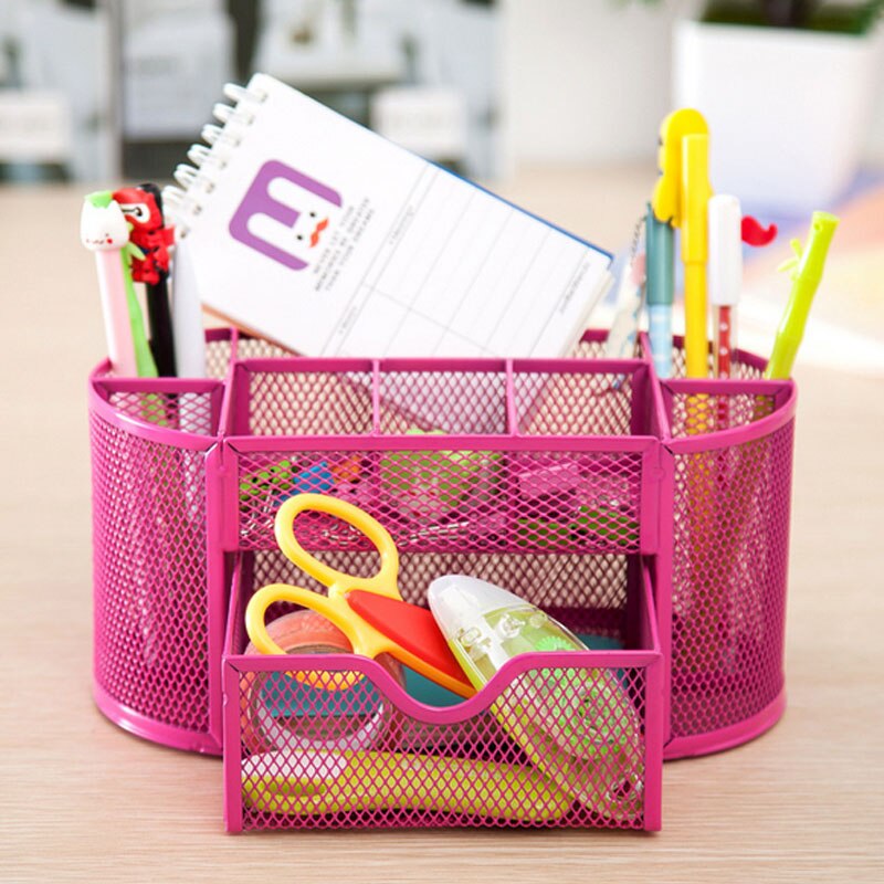 Metall mesh desktop kontor organisator penn blyantholder studie oppbevaring pennholder multi funksjon