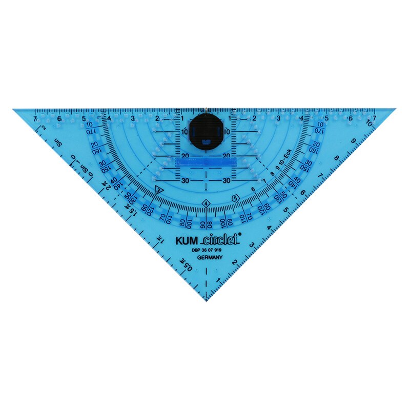 Germany Kumm 293c Compasses Ruler Protractor Set Square Four-in-One High Transparent Multi-Function Set Square: Blue