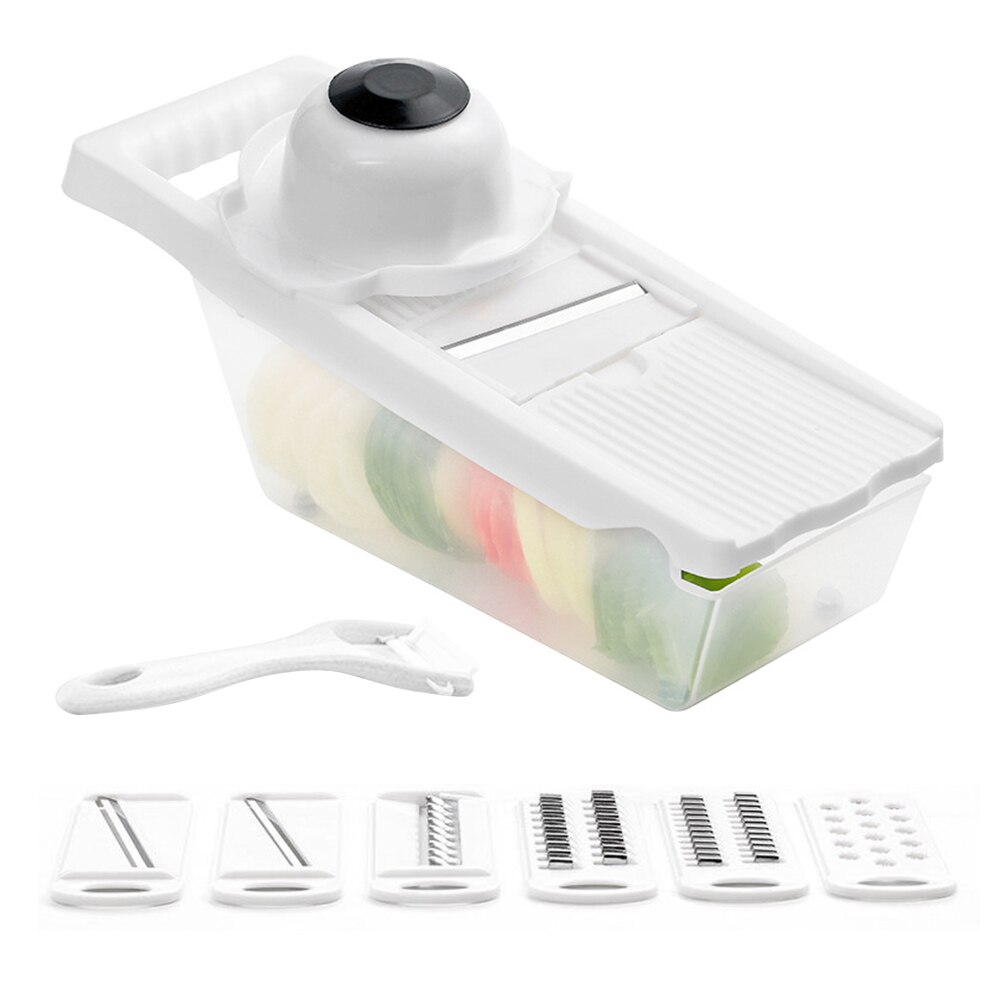 Multifunctional Vegetable Cutter for Vegetables Shredders Multi Slicer Peeler Carrot Fruit 6 in 1 Gadgets Vegetable Cutting Tool: White
