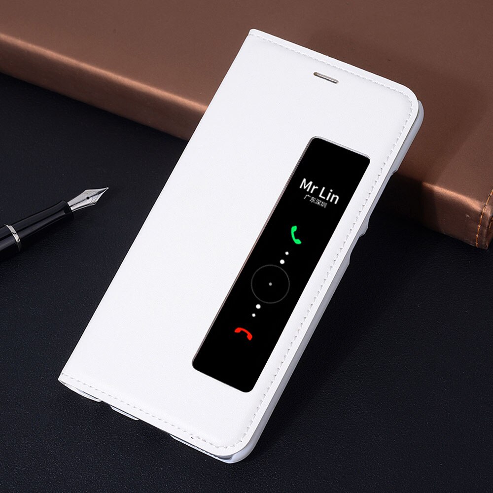 Flip Cover Leather Phone Case For Huawei P10 Plus P 10 Pro P10plus P10pro 10plus 10pro Shockproof Magnetic Smart View Case: For P9 Plus / White