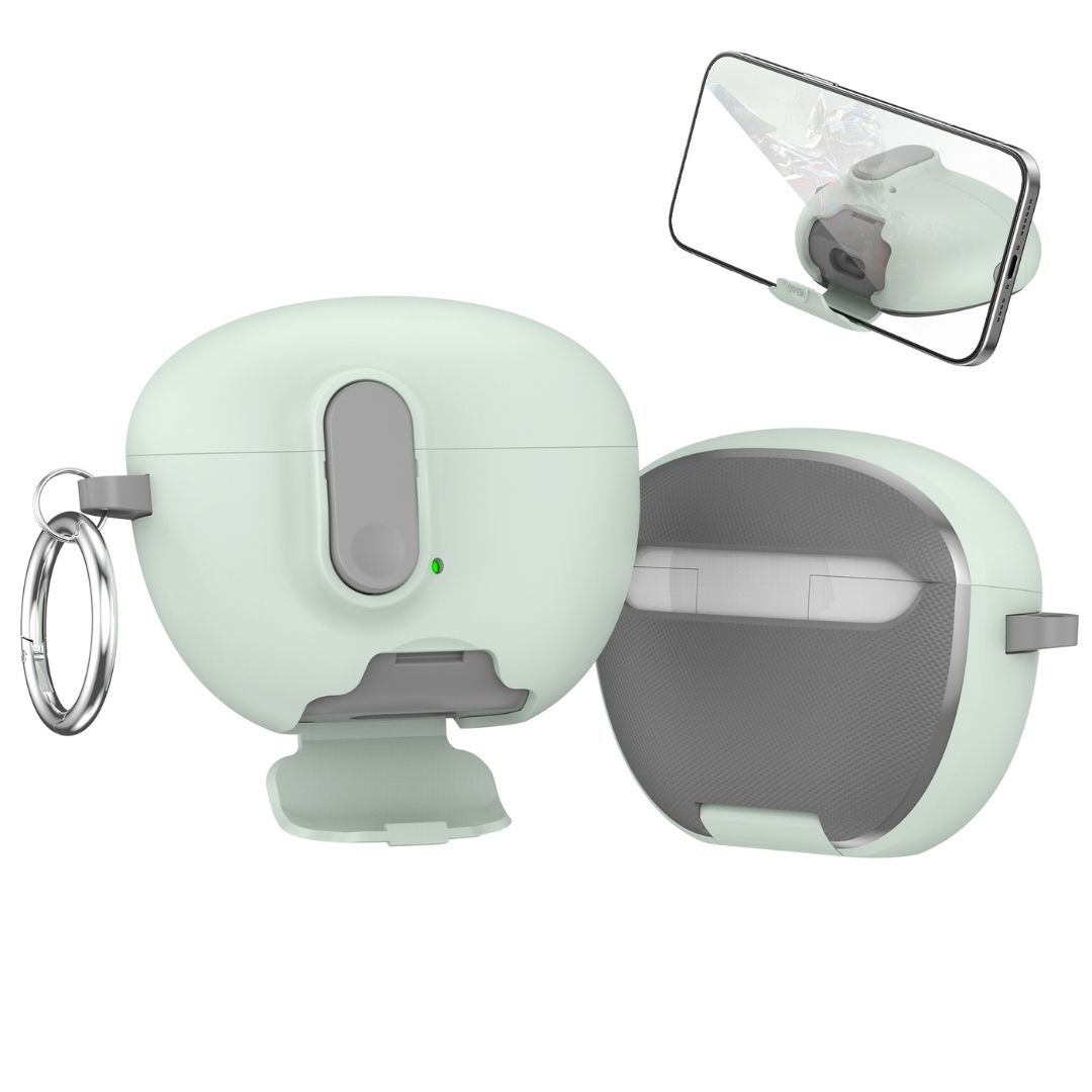 for huawei FreeBuds 6i case cover with safety lock&Phone Stand sandstone skins earphone cover for FreeBuds 6i earbuds case: Mint Colour