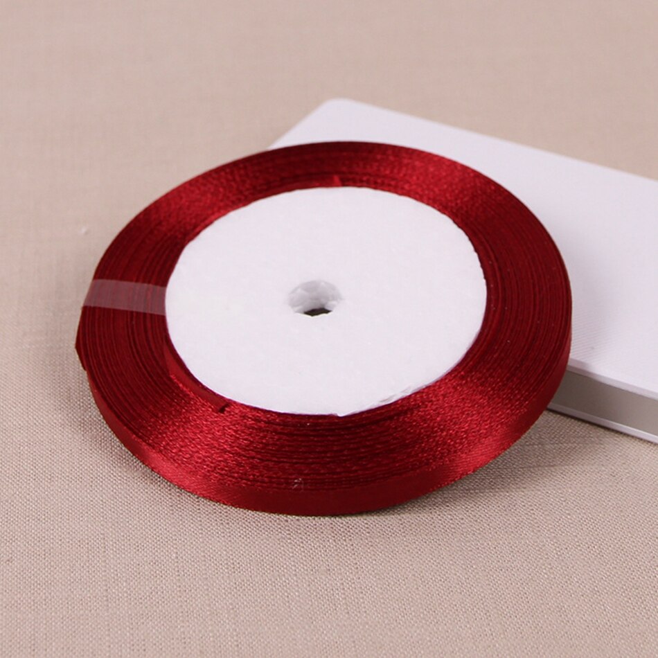 25Yards/Roll Wijn Rode Satijnen Lint Tape Voor Naaien Kleding Diy Cadeau Lint Boog Ambachten Christmas Party Wedding decoratie Lint