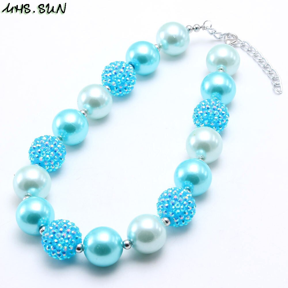MHS.SUN 1PC baby chunky beaded necklace girls pearl jewelry charm colors bubblegum beads necklace choker for kids: 16