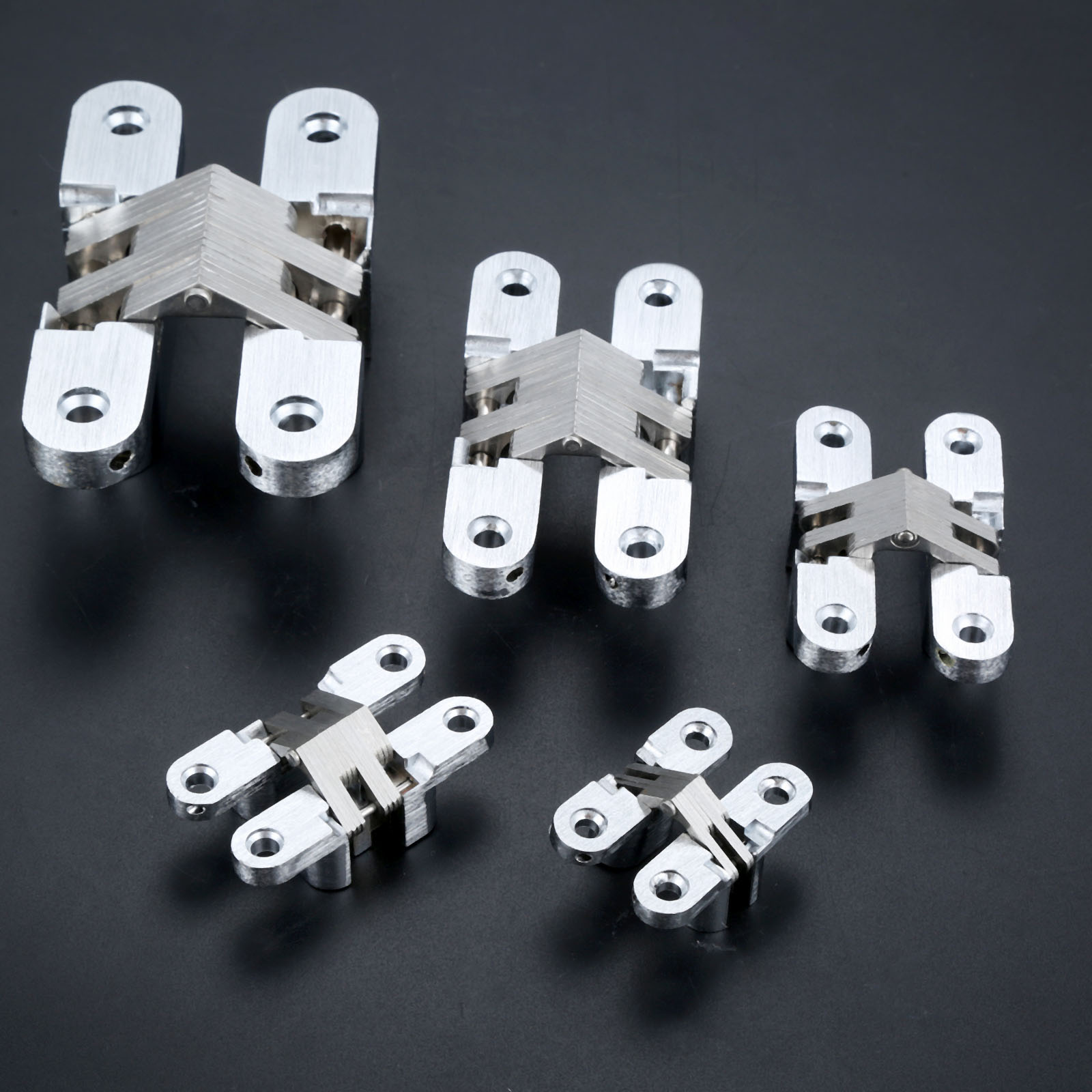 2pcs Door Hinges 304 Stainless Steel Hidden Invisible Concealed Folding Heavy Duty Kitchen/Garage Gate Hardware w/screw Fitting