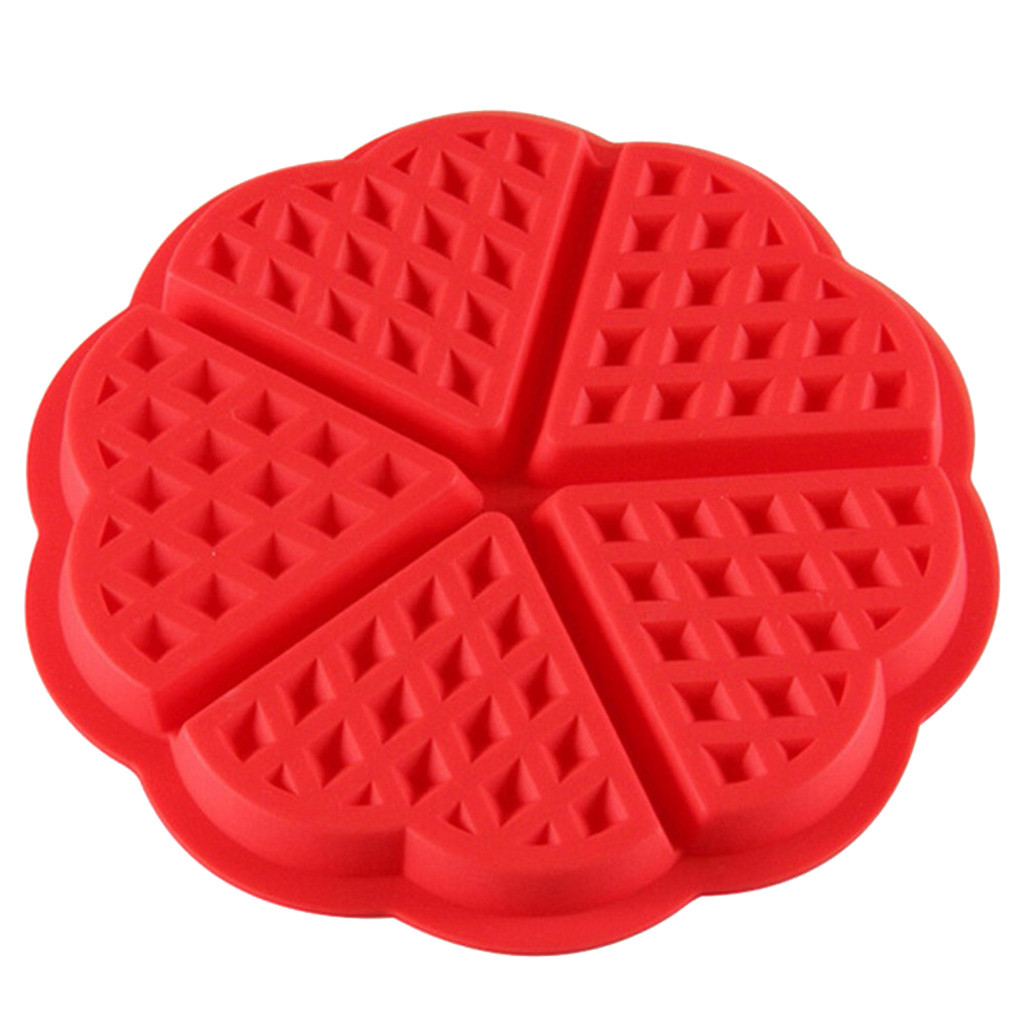 2Pc Cake Bakvorm Mold Keuken Siliconen Mini Ronde Wafels Pan Cake Bakvorm Mold Wafel Lade met 5 Grids # LR2