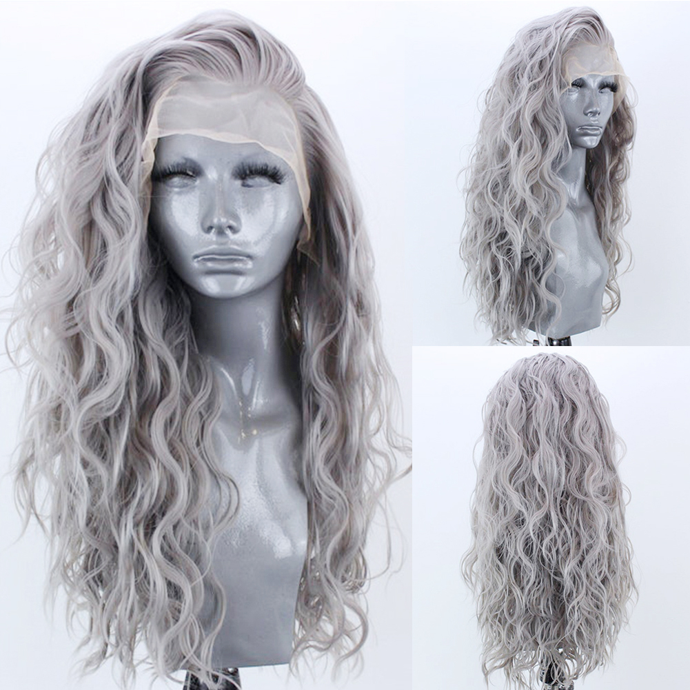 AIMEYA-pelucas frontales de encaje sintético 13x4 para mujer, peluca de encaje Rubio blanco, fibra resistente al calor, línea de cabello Natural, pelucas para de Cosplay: #6 / 26 pulgadas
