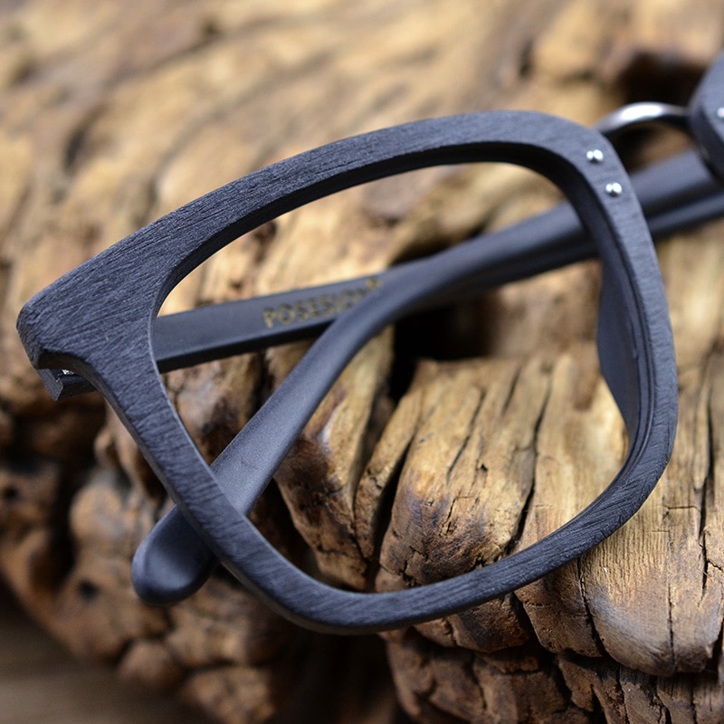 HDCRAFTER-Montura de gafas de madera para hombre, anteojos cuadrados con prescripción para miopía, Marco óptico completo de madera
