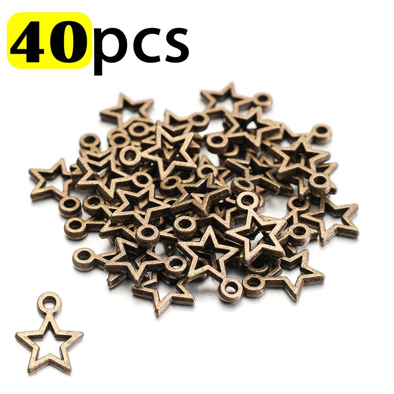 Dijes estrella DIY colgantes Metal pentagrama Vintage plata bronce joyería accesorios para pulsera collar artesanía hecha a mano: Violeta