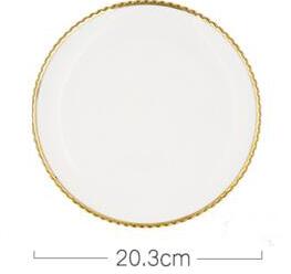 Gold inlay food dishes dinner plate flower edge famous brand steak plate: 203MM