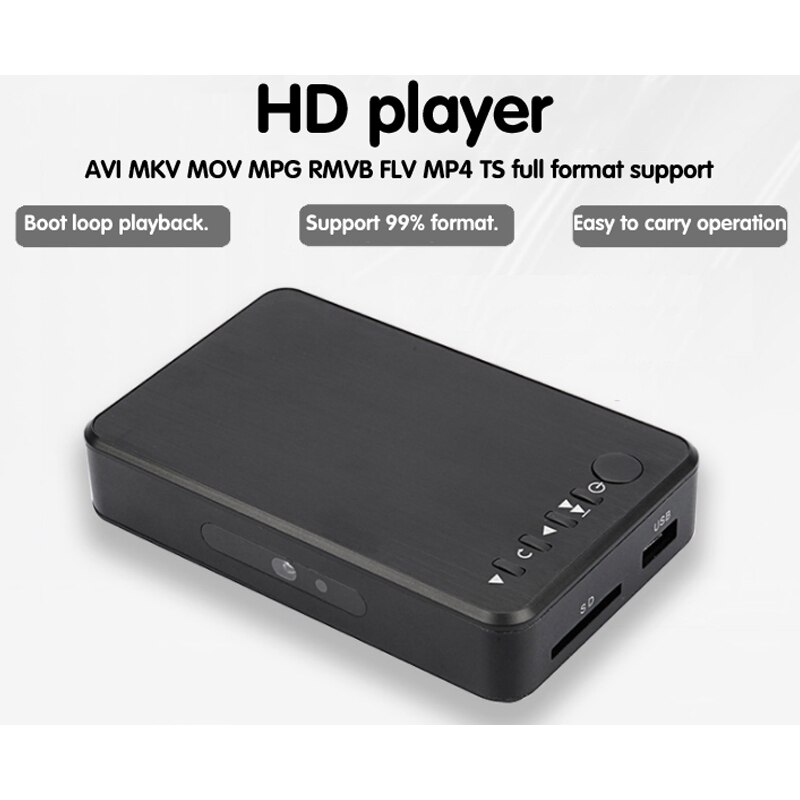 Reproductor de disco duro HDMI portátil, 1080P, reproductor multimedia Full HD, USB 2,0, tarjeta SD (enchufe de la UE)