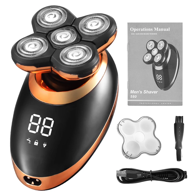3 in1 Beruf elle Elektro rasierer USB wiederauf ladbare wasch nackt Männer fünf schwimmende Köpfe Rasierer Haars ch neider Nase Ohr Haars ch neider: Silber