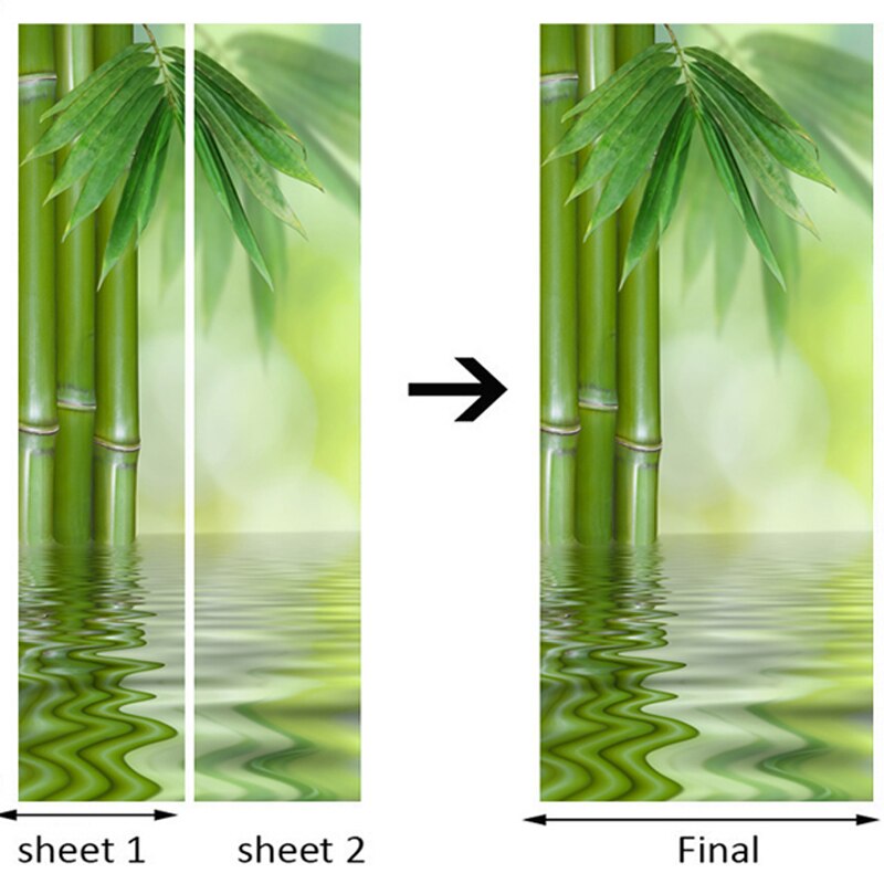 2 piezas/set diy 3d pegatinas de pared para puerta estilo chino, papel tapiz de bambú verde, decoración del hogar para sala de estar, póster mural de vinilo