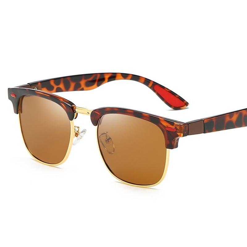 Gafas de sol polarizadas Semi-montura para mujer gafas de sol UV400 de de de lujo para hombre y mujer: leopard gold brown / Package B