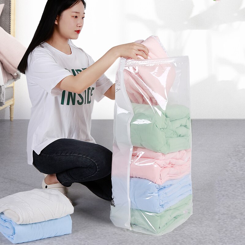 Bequem Vakuum Taschen Transparent Kleidung Quilt Saving Raum Paket Reise Kompression Startseite Organizer Zubehör Liefert