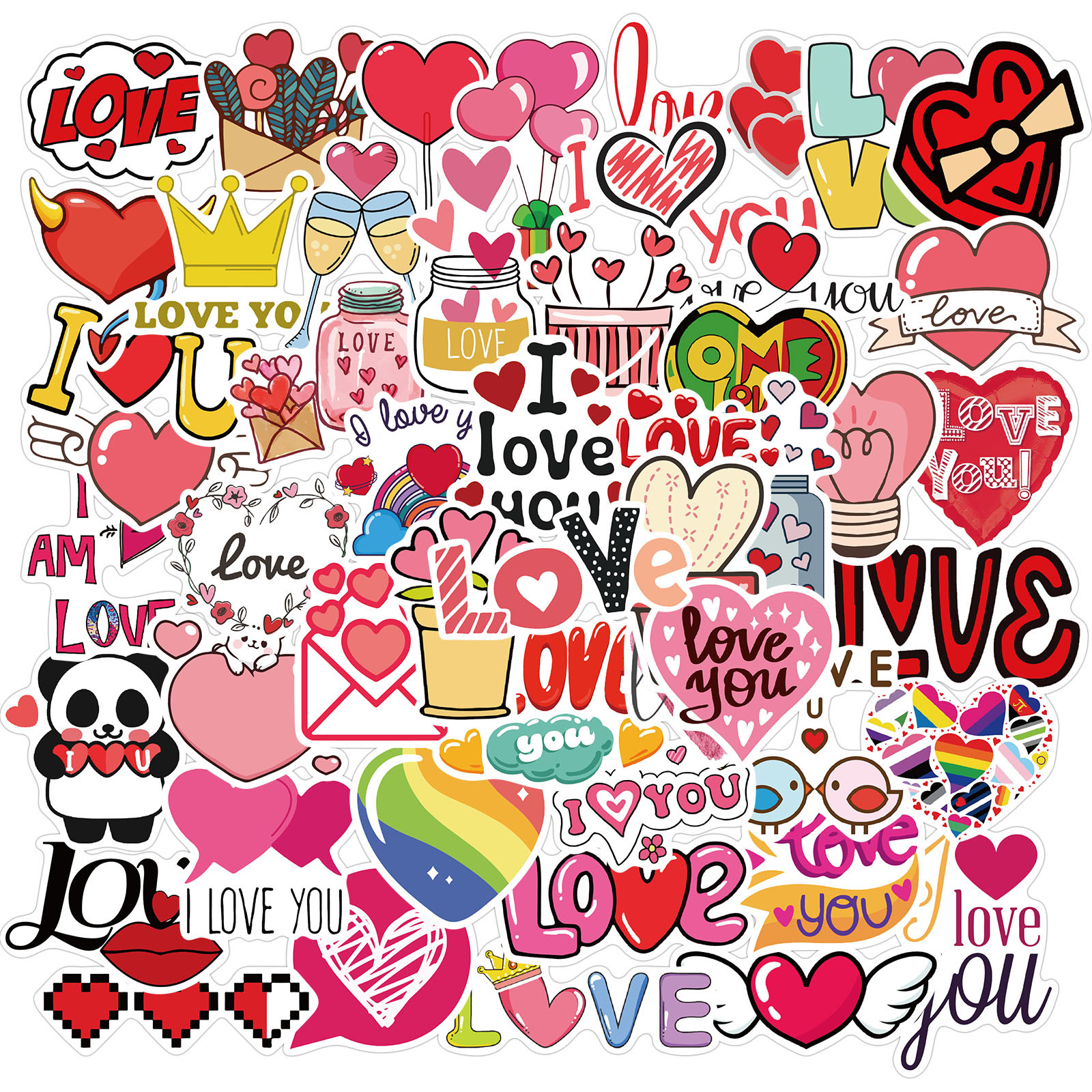 10/30/50Pcs Valentijnsdag Roze Liefde Graffiti Koffer Notebook Mobiele Telefoon Skateboard Kinderen Waterdichte sticker