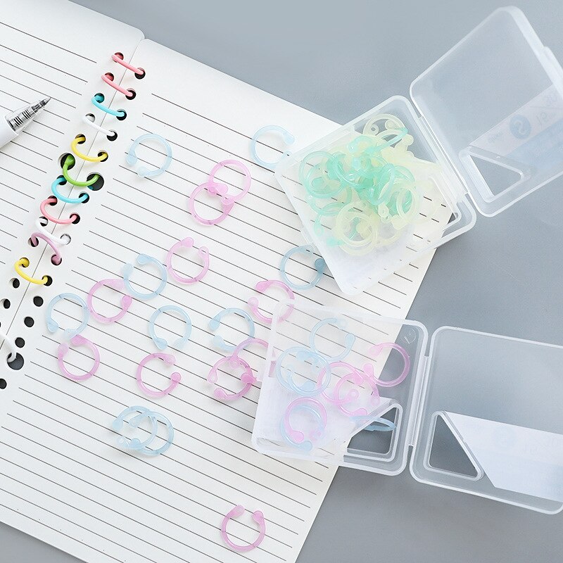Coloffice Candy Color Plastic Multi-Function Paper Clip Random Circle Document Information Card Binder Transparent Loose Ring