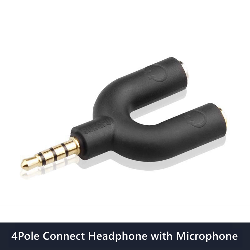 3,5 mm męski konwerter audio Aux Adapter rozdzielacza słuchawek 1 na 2 Adapter audio 3 4-biegunowy do słuchawek Mikrofon Głośnik audio: Niebieski
