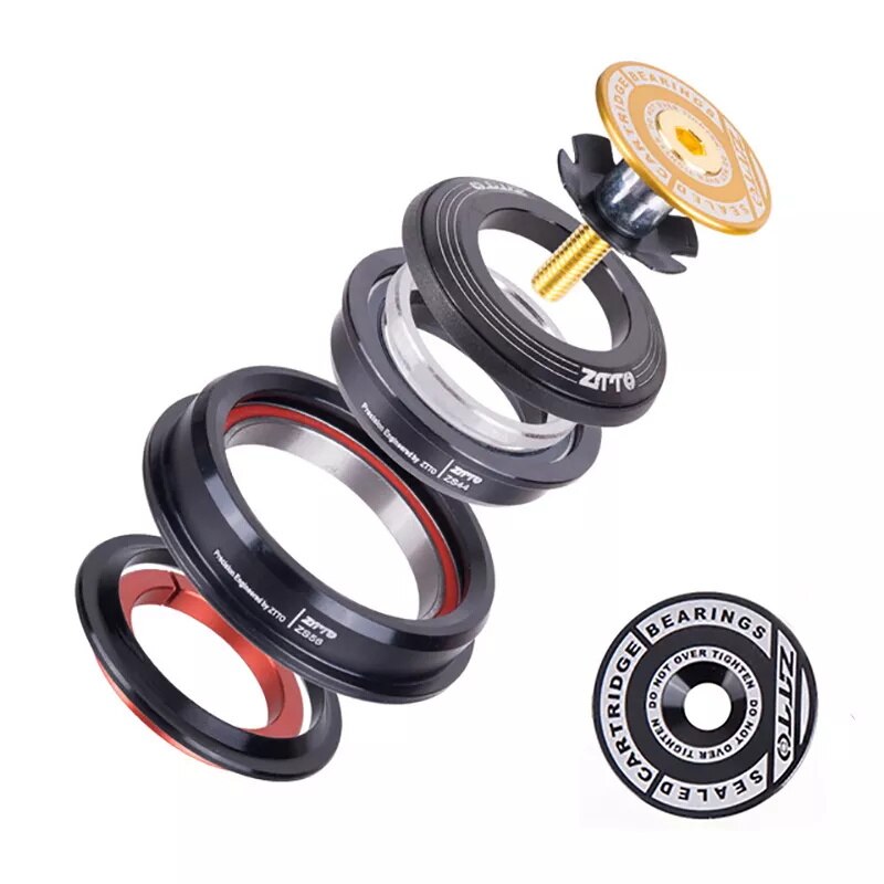 ZTTO Bicycle Headset 4444T MTB 44mm ZS44 EC44 CNC 1 1/8"-1 1/2" Straight Tube Frame to Tapered Tube Fork 1.5 Adapter Headset: Gold