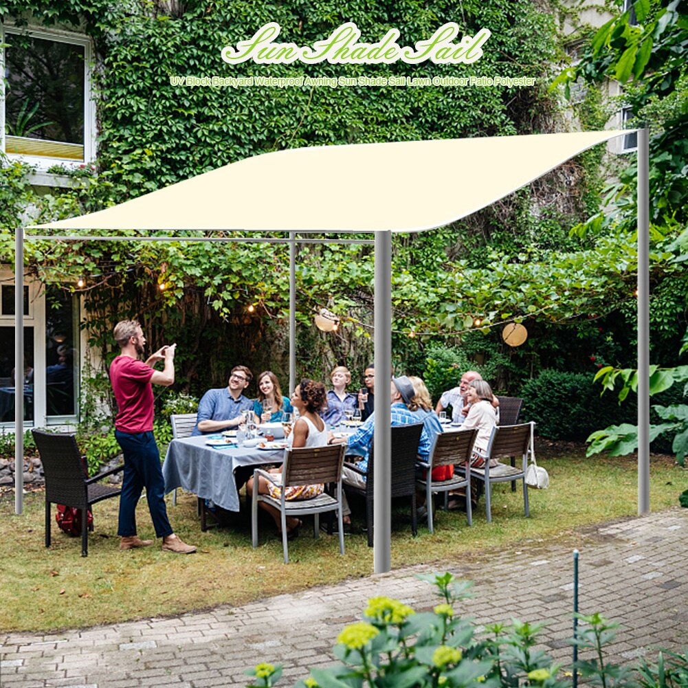 Baggård slidstærk uv blok udendørs terrasse solskærm sejl have skygge vandtæt markise pergola pyntede polyester græsplæne