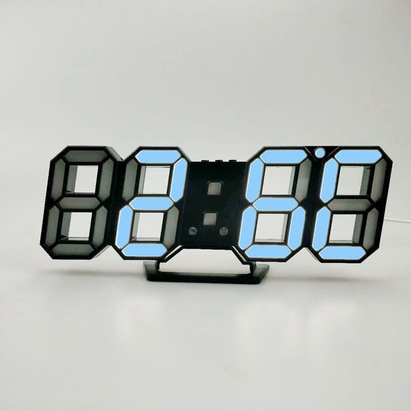 Led 3d vækkeur digital snooze bord ur vågne lys elektronisk usb lade ur natlampe hjem dekoration kontor bord: Grå
