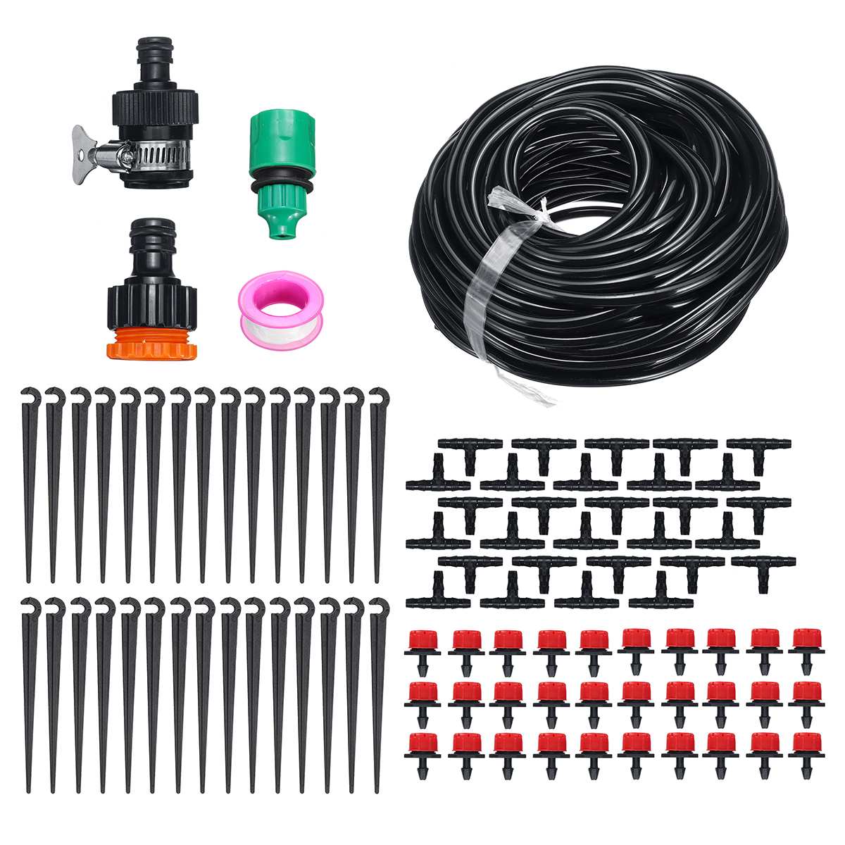 25m Drip Irrigation Kit Water Timer Waterproof Automatic Watering Electronic Garden Sprinkler Plant Agriculture Greenhouse Water: SKUB28027