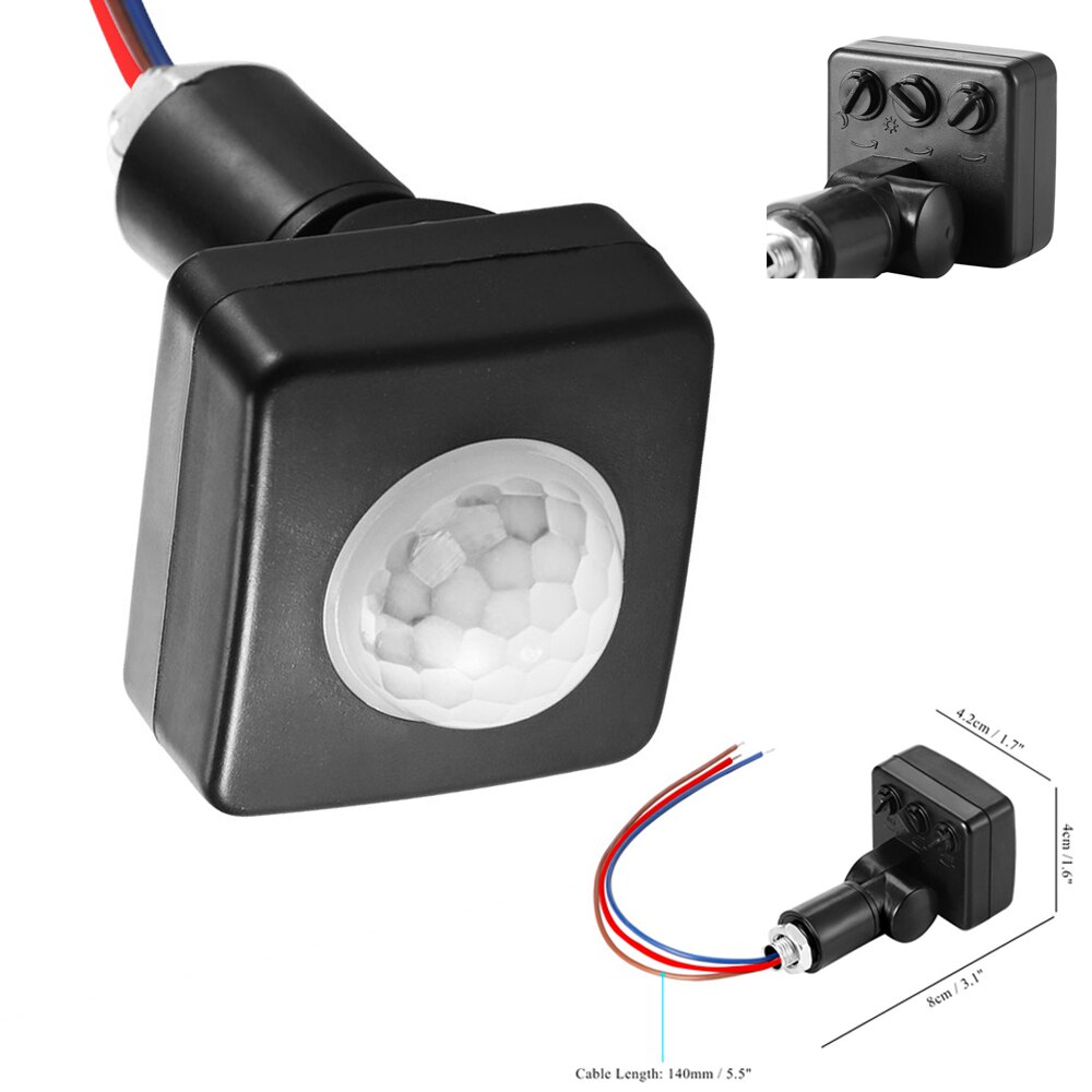 Pir Motion Sensor 12Mm 220V Infrarood Automatische Beweging Detector Timer Dc 12V Outdoor Sensor Licht Schakelaar Voor led Gloeilamp