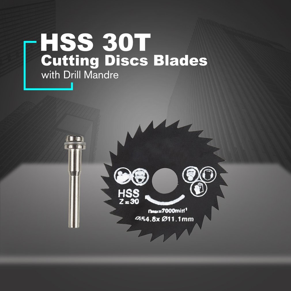 HSS Circular Saw Blade Rotary Tool 54.8mm Mini Wood Cutting Discs Blades with Drill Mandrel for Dremel Metal Cutter
