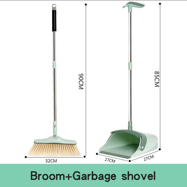 GUANYAO Home Broom and Dustpan floor cleaner tools Plastic Windproof Household Dustpan foldable storage Soft easy clean: A